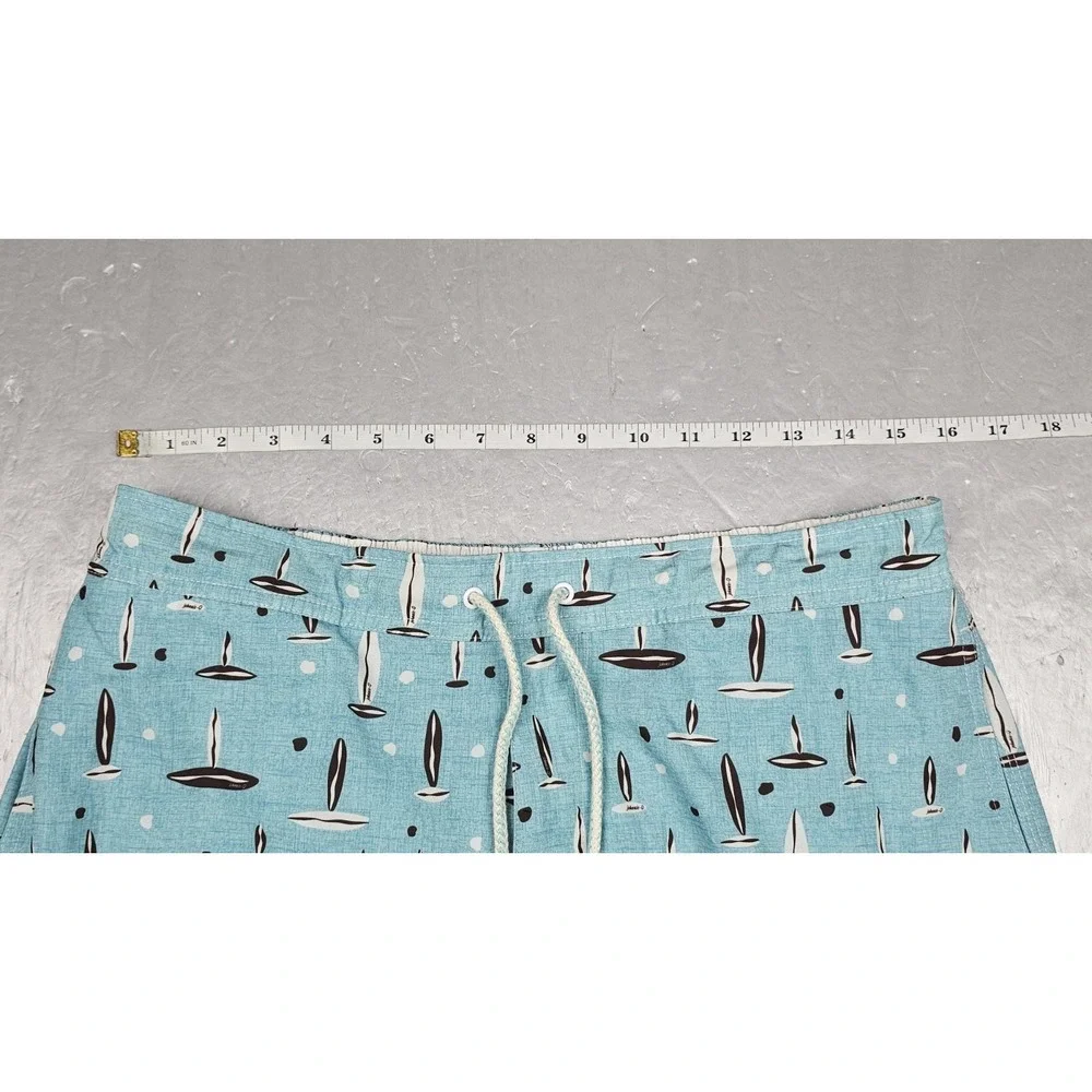 Johnnie-O BoardShorts Mens Large Blue Rowan Half‎ Elastic Stretch Swim Trunks